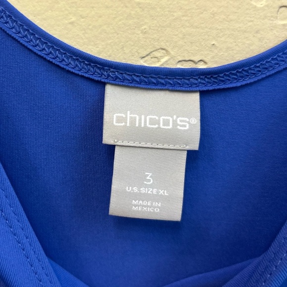 Chicos Microfeel Timeless Scoop-Neck Tank Size 3 US XL Blue Nylon Stretch Office - Picture 2 of 5